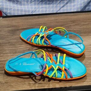 Penmans Jimmy sandals summer vibrant multi-colours women's size 8 1/2